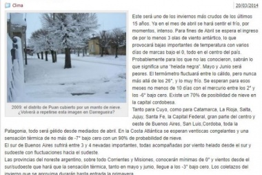 "¿El invierno más crudo en 15 años?": La noticia falsa que se viralizó en las redes sociales