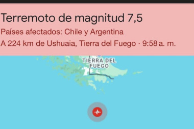 Un sismo de 7,4° sacudió el sur de Tierra del Fuego