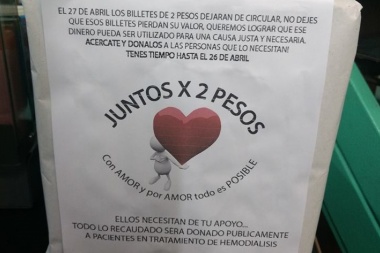 Juntan billetes de 2 pesos con fines solidarios