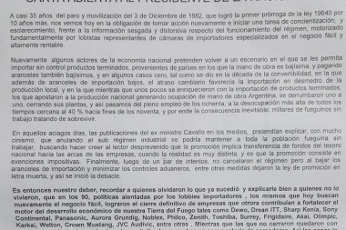 Carta Abierta a Macri: Piden por la prórroga del régimen industrial hasta 2073