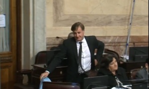 Molesto con la respuesta de Peña, Catalán Magni se paró y se fue del Senado