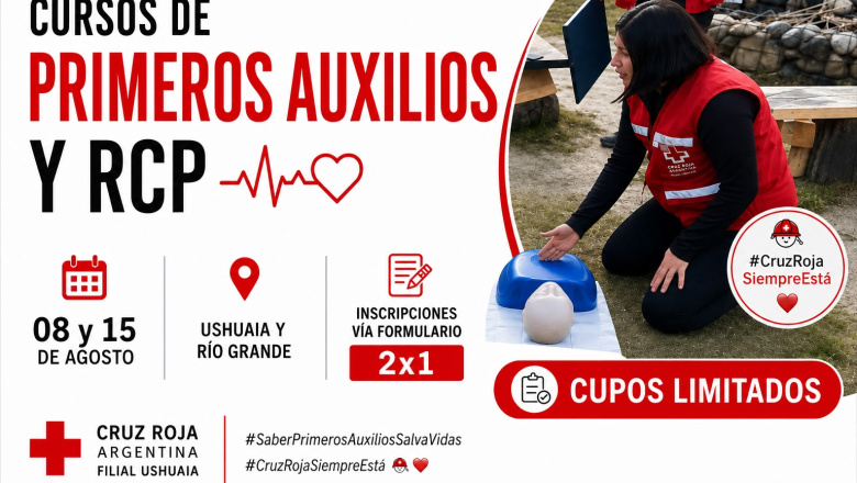La Cruz Roja dictará cursos de Primeros Auxilios y RCP en Ushuaia y Río Grande