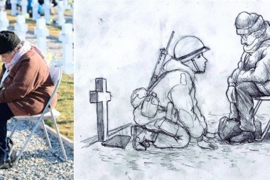 "Él estaba ahí": el conmovedor dibujo sobre una madre y su hijo caído en Malvinas