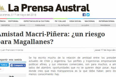 En la Tierra del Fuego chilena temen por la amistad entre Piñera y Macri y sus consecuencias para la región