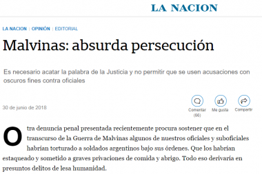 Torturas en Malvinas: polémica editorial del diario La Nación habla de una “absurda persecución” a militares