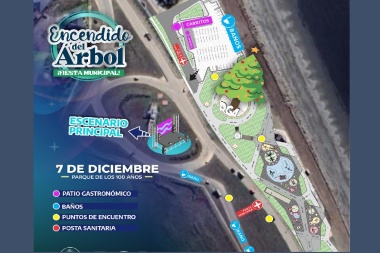 Así será la disposicón de los espacios durante el encendido del arbolito en Rio Grande